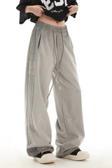 Retro high street striped loose casual straight wide leg pants