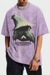 Washed cotton LOTR Gandalf Quote All We Have To Decide Front Vintage Shirt Tee - Men