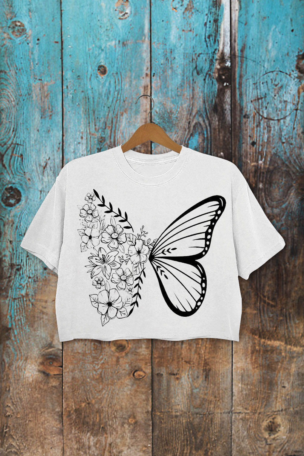 Flower Butterfly Crop Top For Women