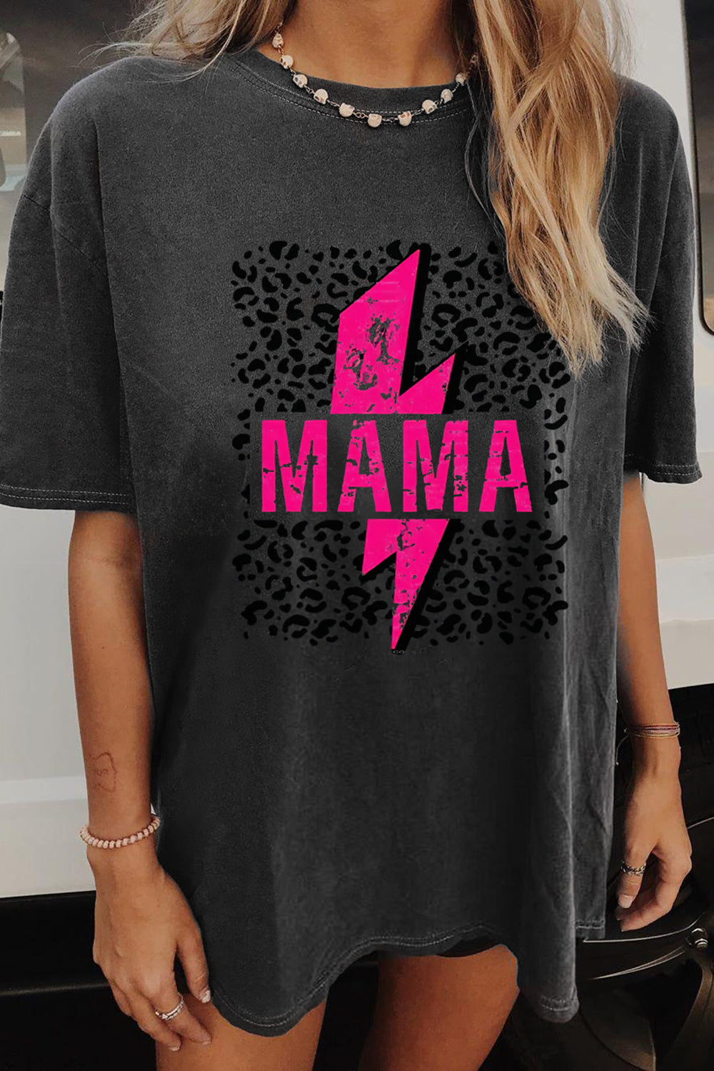 Leopard Mama Lightning Bolt T-shirt For Women