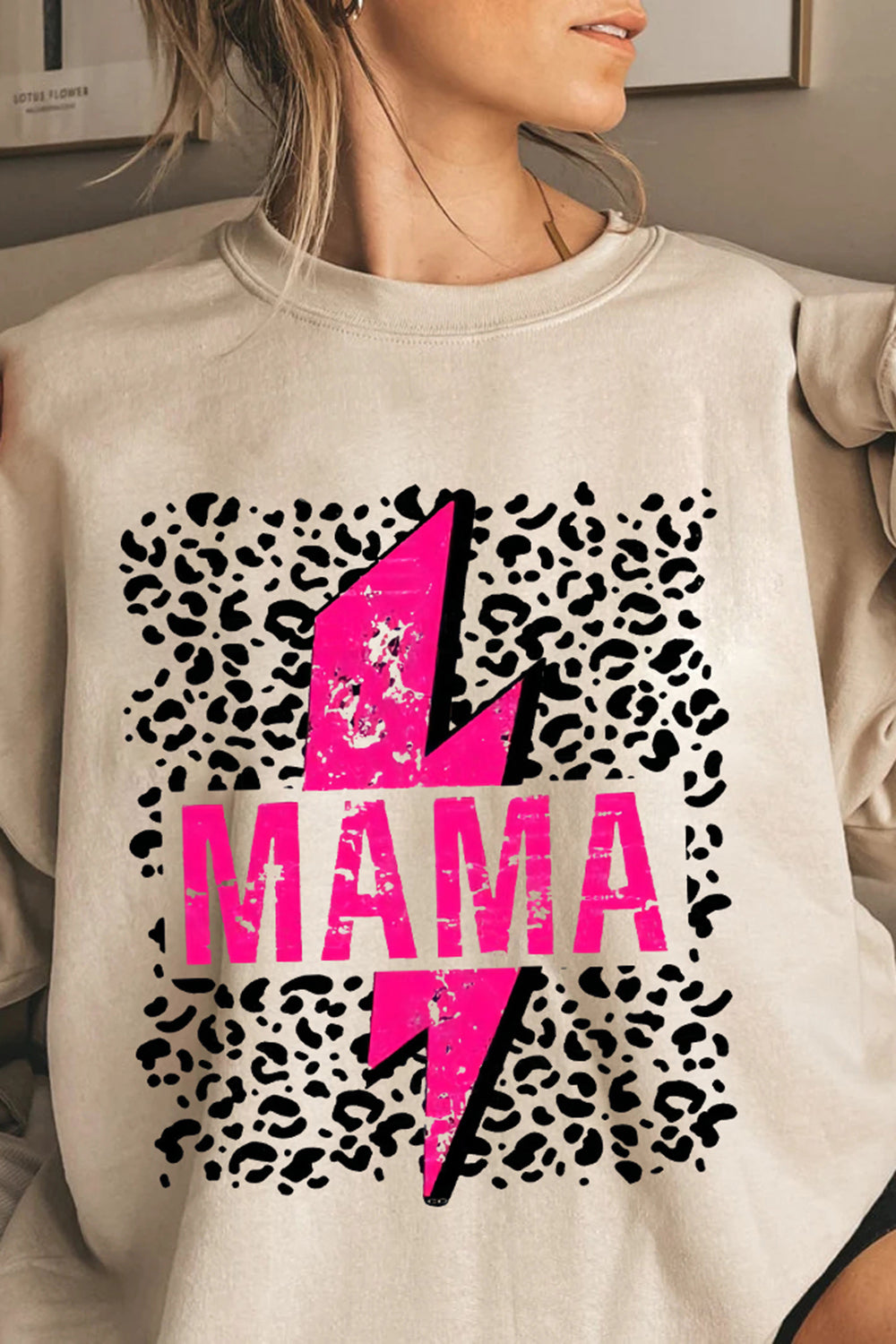 Leopard Mama Lightning Bolt Sweatshirt For Women