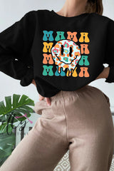 Boho Mama Smiley Face Sweatshirt For Women