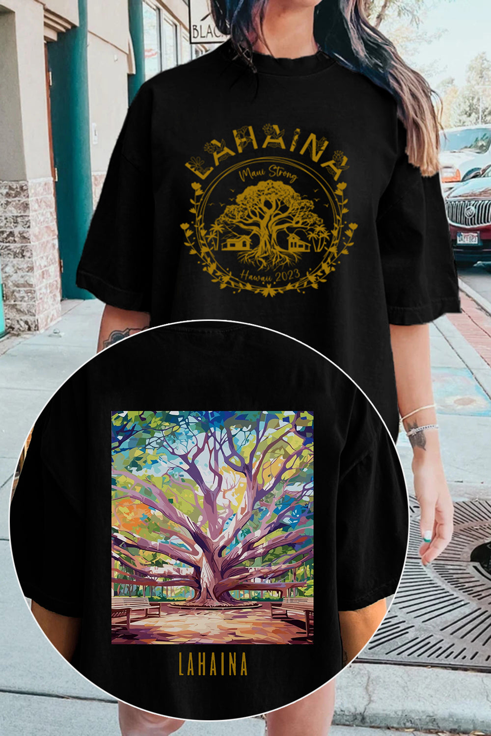 Maui Strong Lahaina Banyan Tree Graphic Tee For Women
