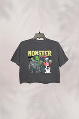 Retro Halloween Monster Mash  Crop Top For Women