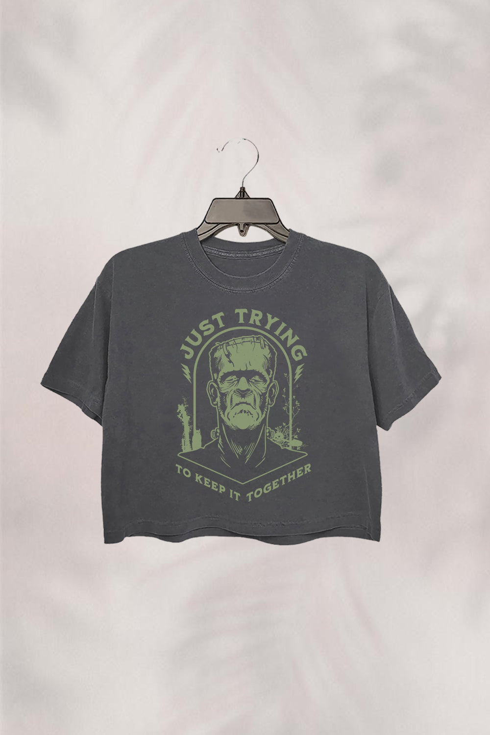 Frankenstein Just Trying to Keep it Together funny Halloween  CROP TOP FOR WOMEN
