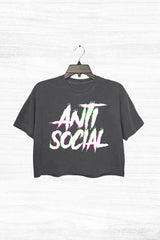 Antisocial Club Slogan Crop Top For Women