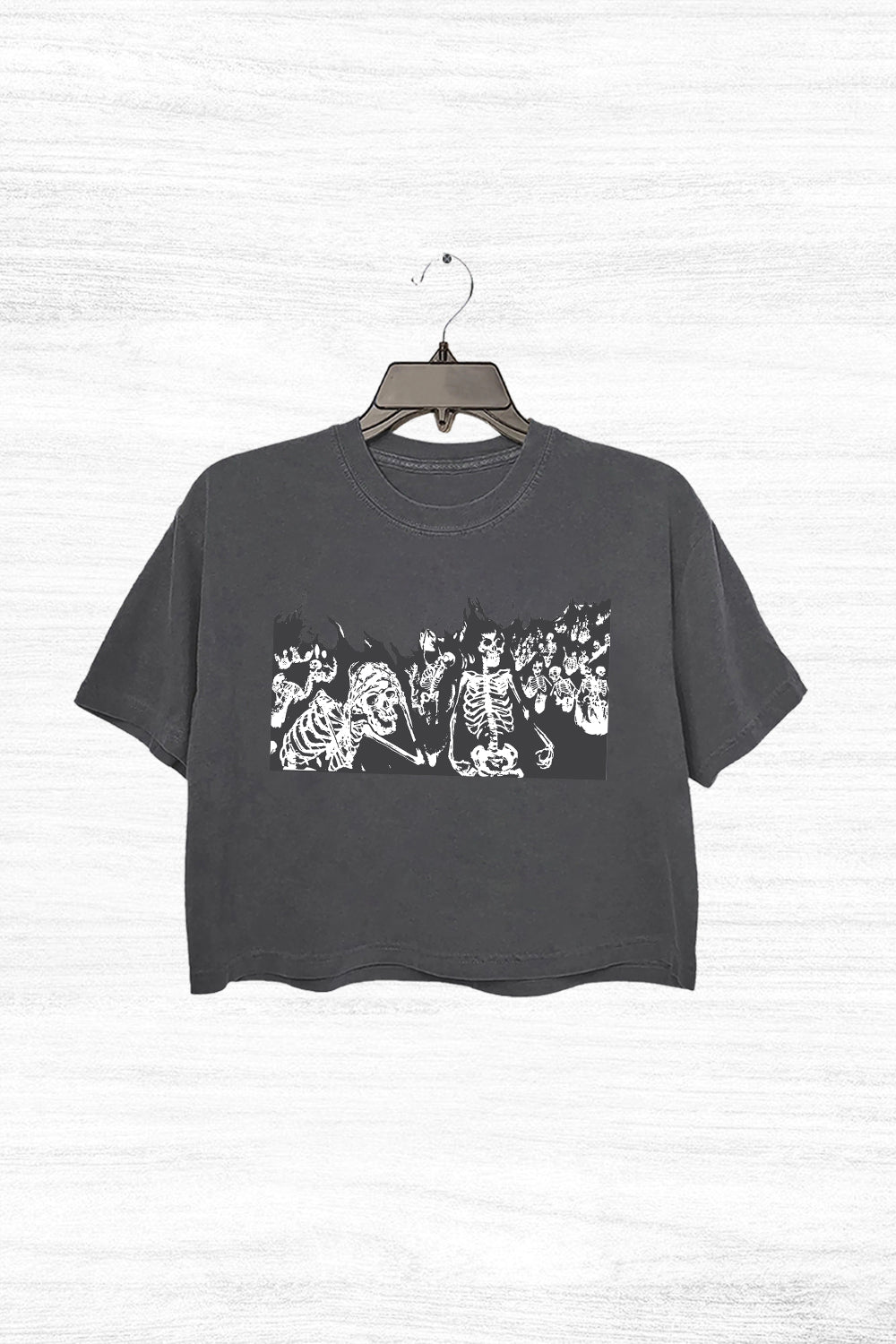 Skeletons On Fire Vintage 90s Graphic  Crop Top For Women