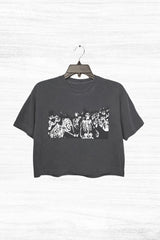Skeletons On Fire Vintage 90s Graphic  Crop Top For Women
