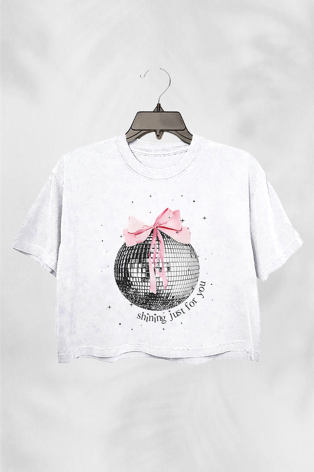 shining just for you ribbon mirrorball Crop Top For Women