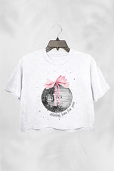 shining just for you ribbon mirrorball Crop Top For Women