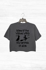 Witch and Dog Print  Crop Top For Women