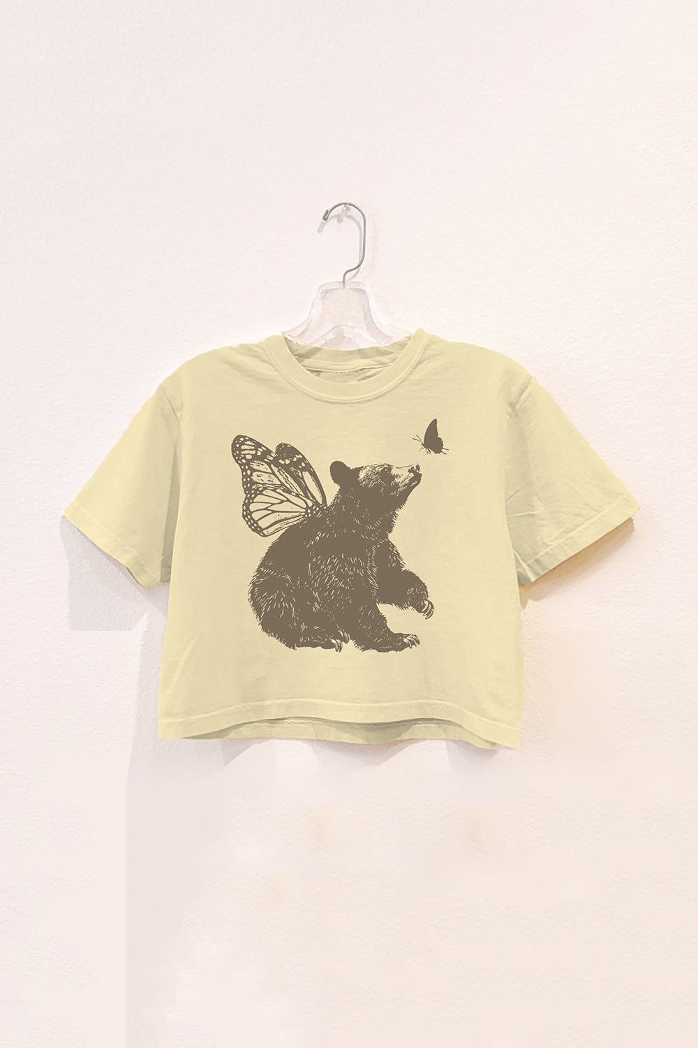 Bear With Butterfly Wings Vintage Crop Tee For Women