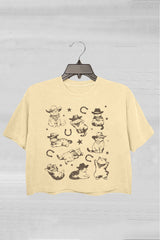 Cowboy Cats And Kittens Western Crop Tee For Women