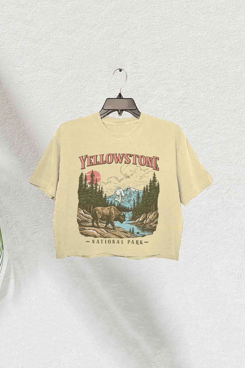 Vintage Yellowstone National Park Crop Tee For Women