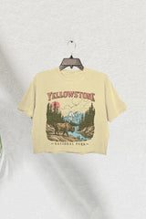 Vintage Yellowstone National Park Crop Tee For Women