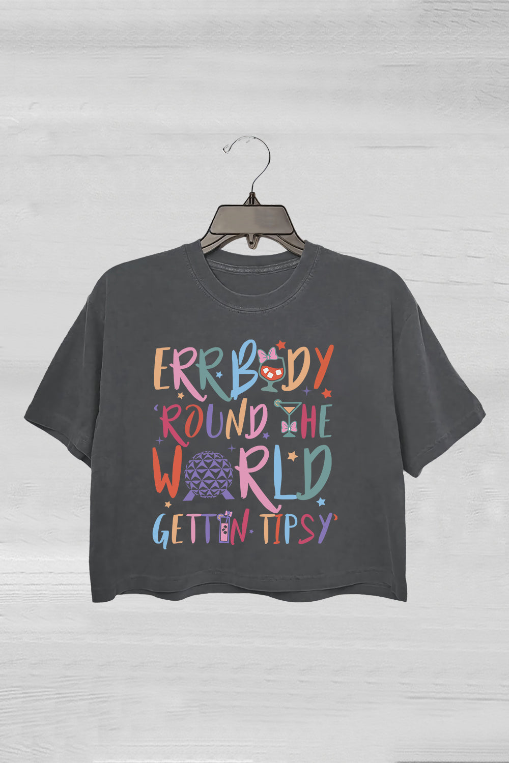 Errbody Round The World Gettin Tipsy Drinking Around The World Crop Tee For Women