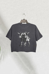 Two Headed Goat Crop Tee For Women