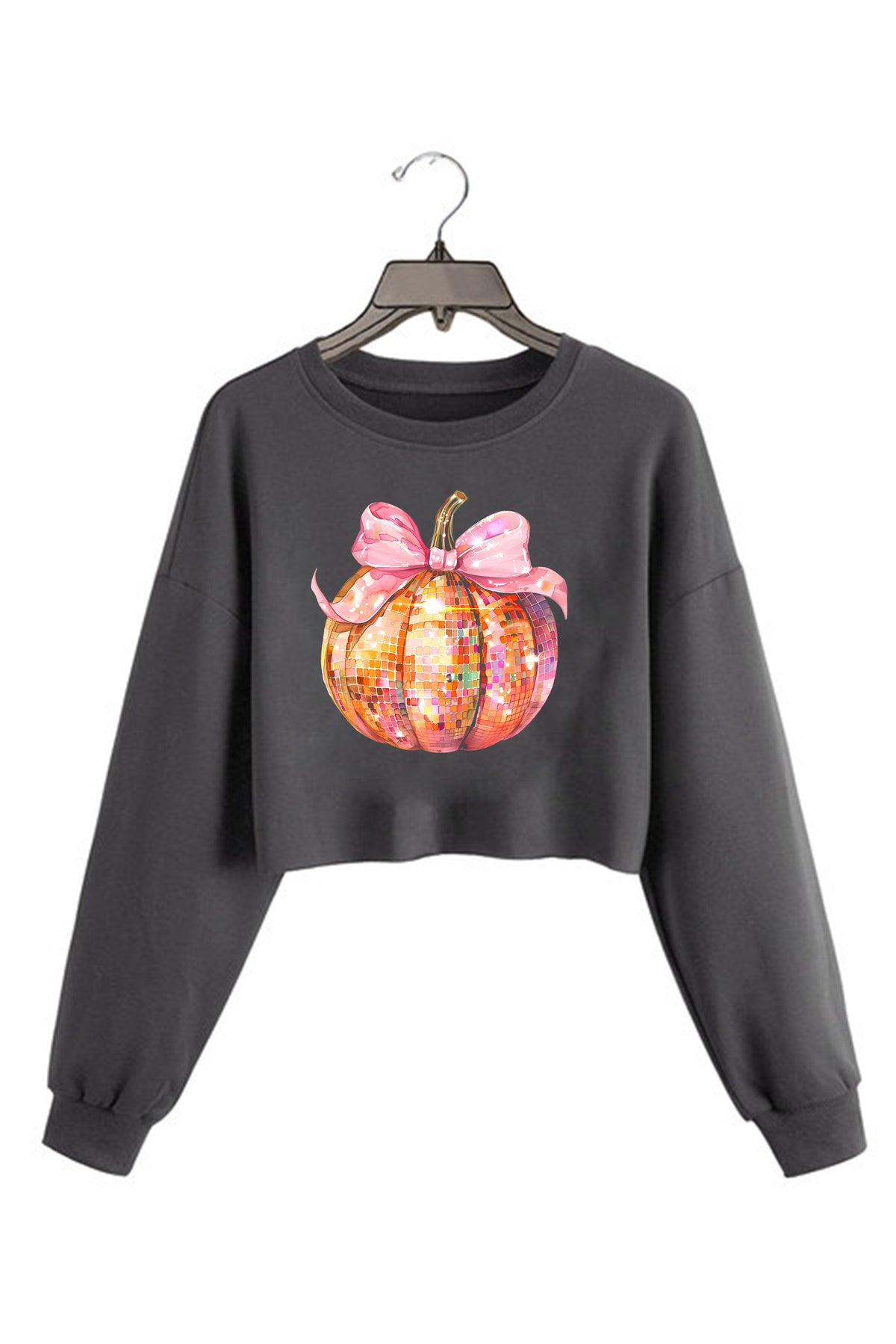 Disco Pumpkin Cropped Sweatshirt For Women