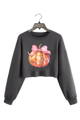 Disco Pumpkin Cropped Sweatshirt For Women