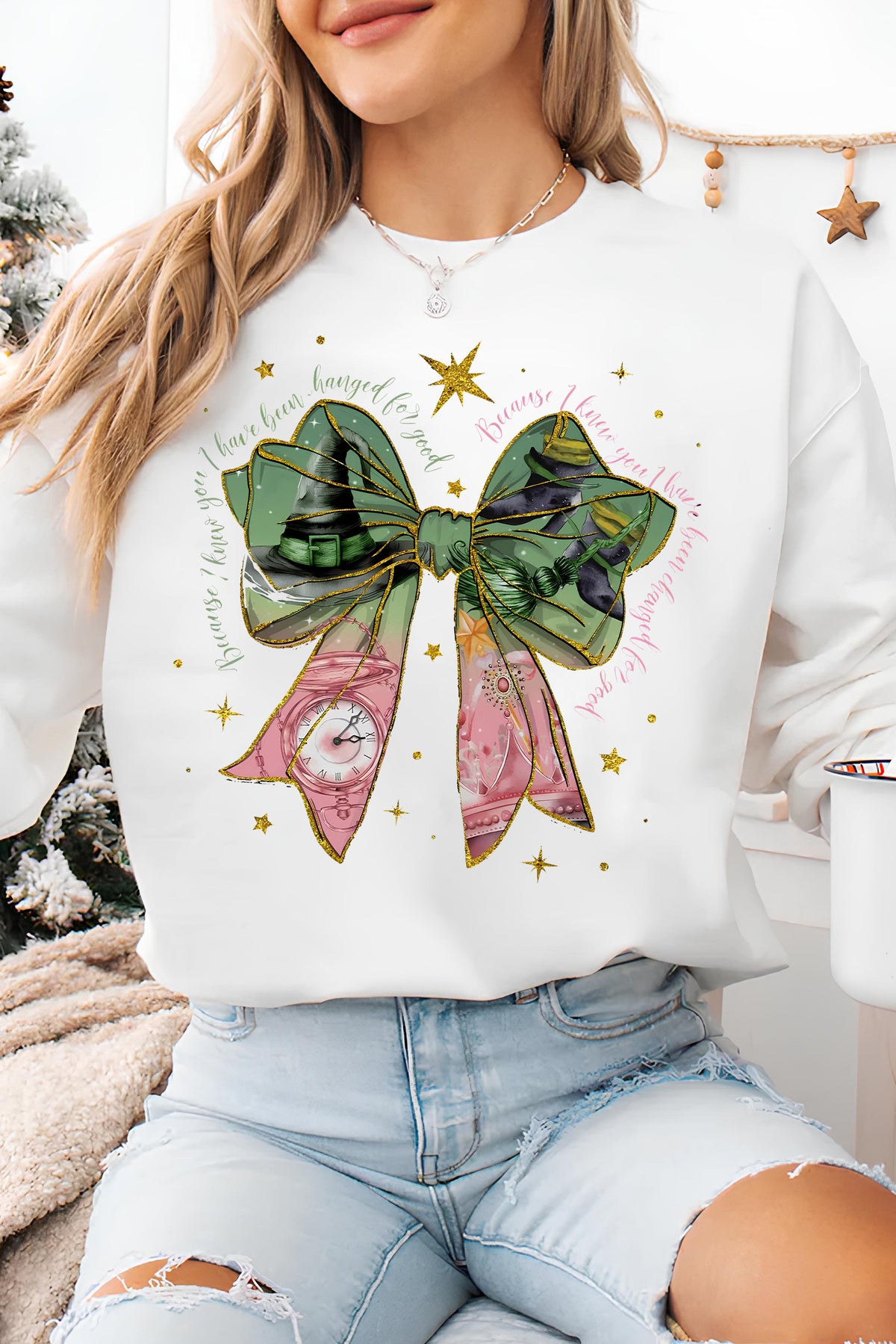 Coquette Bow Because I Know You I Have Been Change For Good Fleece Sweatshirt For Women