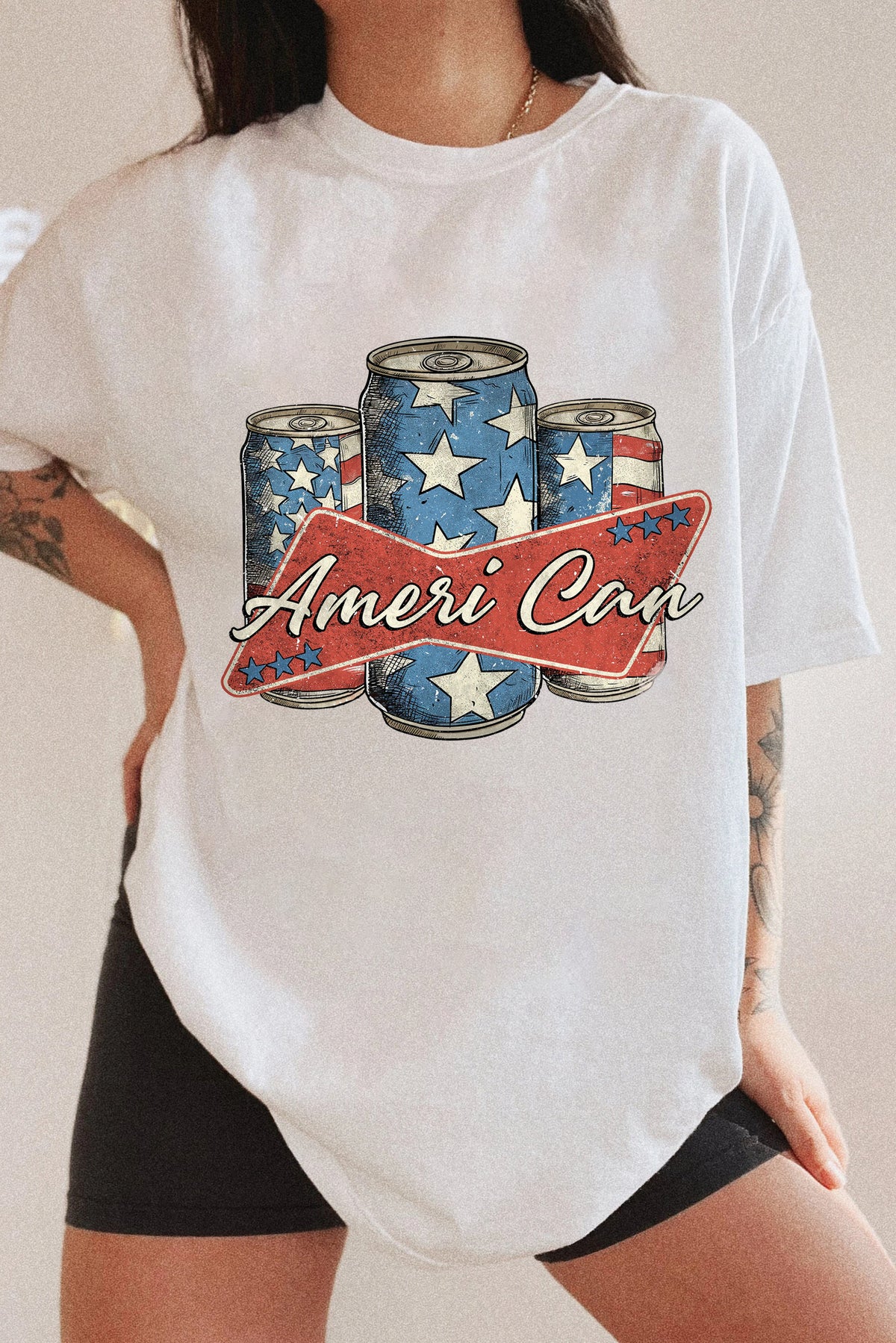 Ameri Can 4th Of July Independence Day Tee For Women
