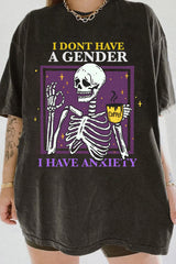 "I don't have a gender I have anxiety" lgbt skeleton aesthetic Tee For Women