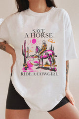 Save a horse ride a cowgirl retro lesbian Tee For Women