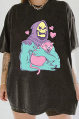 Funny Skull Cat  Tee For Women