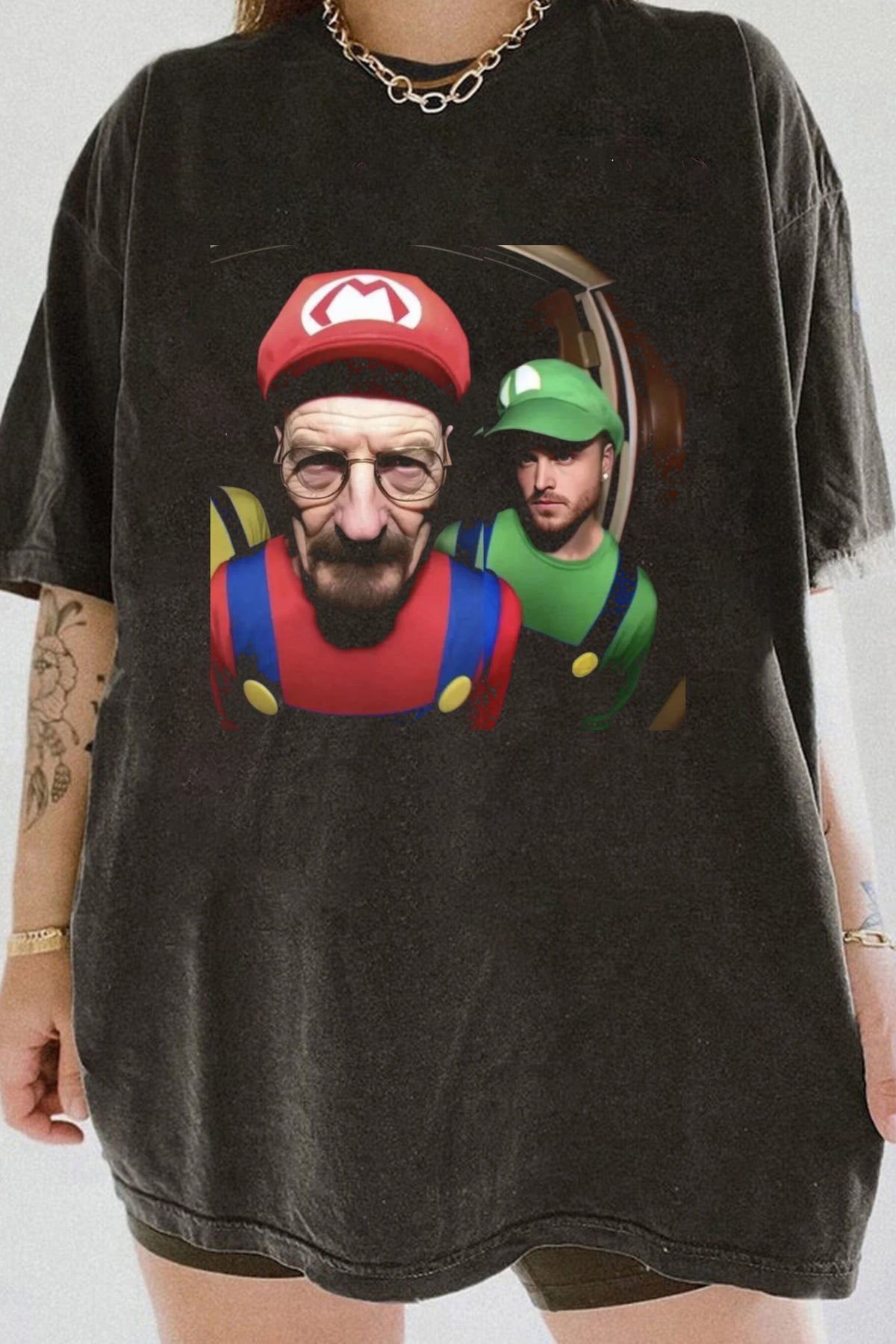Walter White And Jesse Pinkman SuperMario Funny Tee For Women