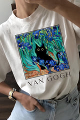 Funny Van Gogh Cat  Tee For Women