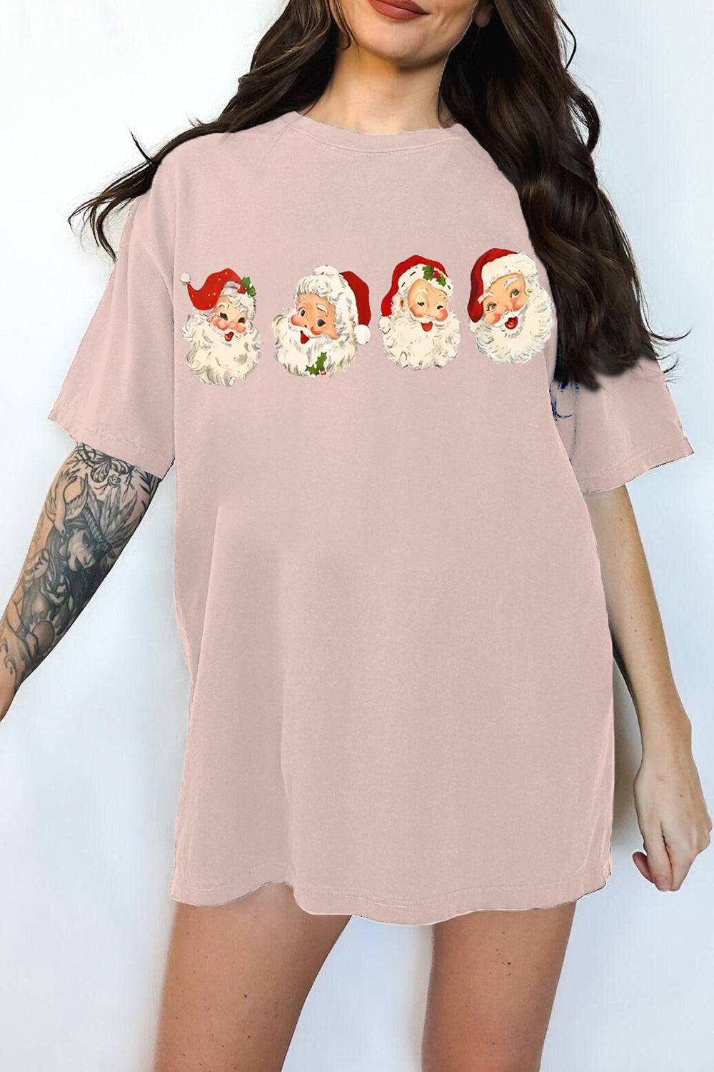 Retro Cheerful Santa Merry Christmas Tee For Women