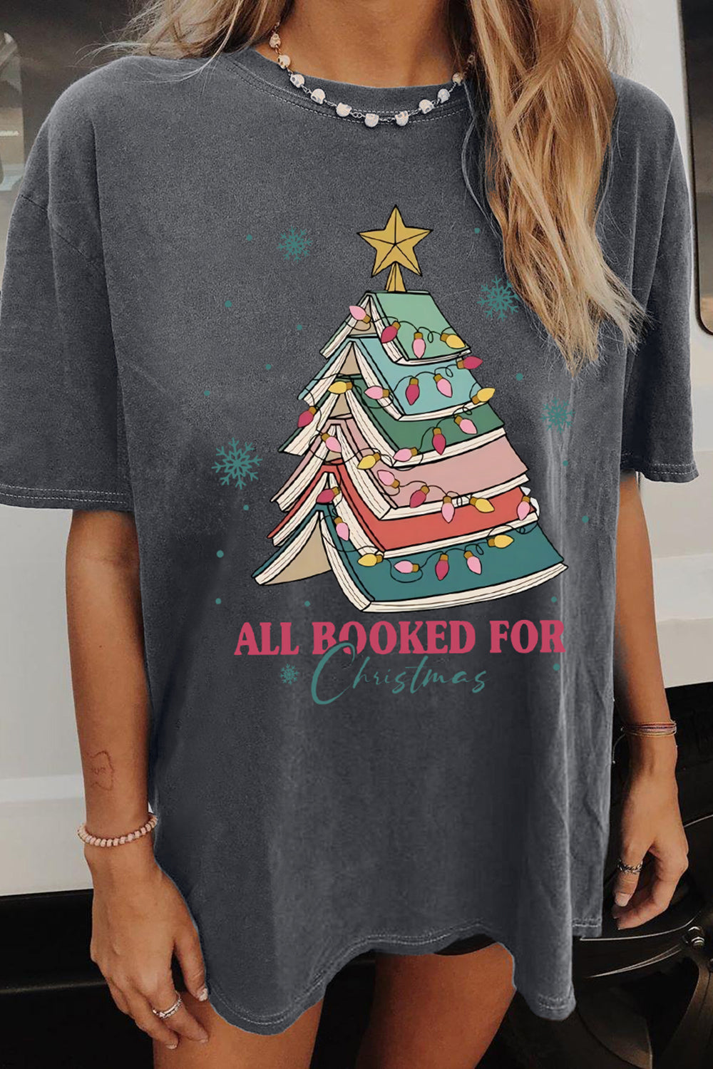 Christmas Book Lovers Tree Tee For Women