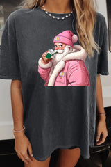 Cute Pink Santa Tee For Women