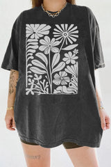 Abstract Floral Botanical Printed Tee For Women
