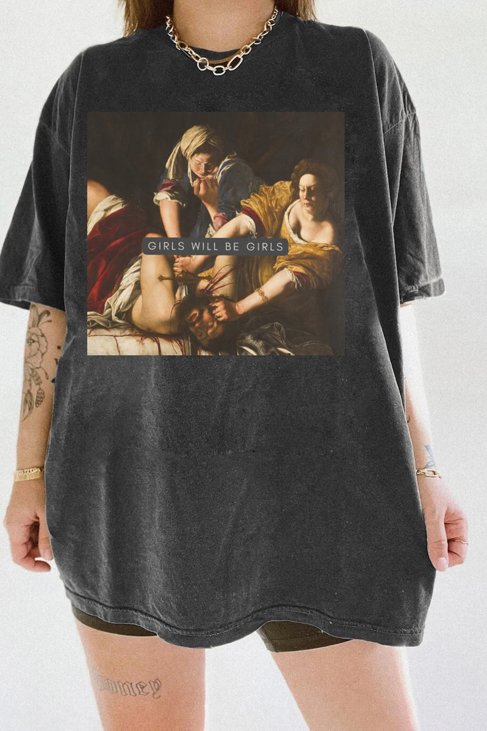 Girls Will Be Girls! Judith beheading Holofernes Funny Feminist Tee For Women