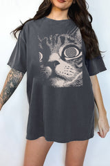 Trippy Psychedelic Cat Tee For Women