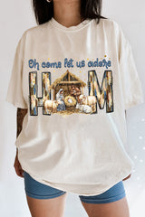 Oh Come Let Us Adore Him Christmas Jesus Tee For Women