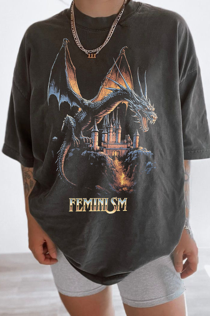 Feminism Dragon Fantasy Tee For Women