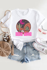 Retro Neon Moon Western T-shirt For Women