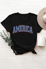 Red and Blue America T-shirt For Women