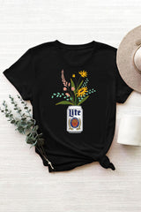 Floral Beer Vase T-shirt For Women